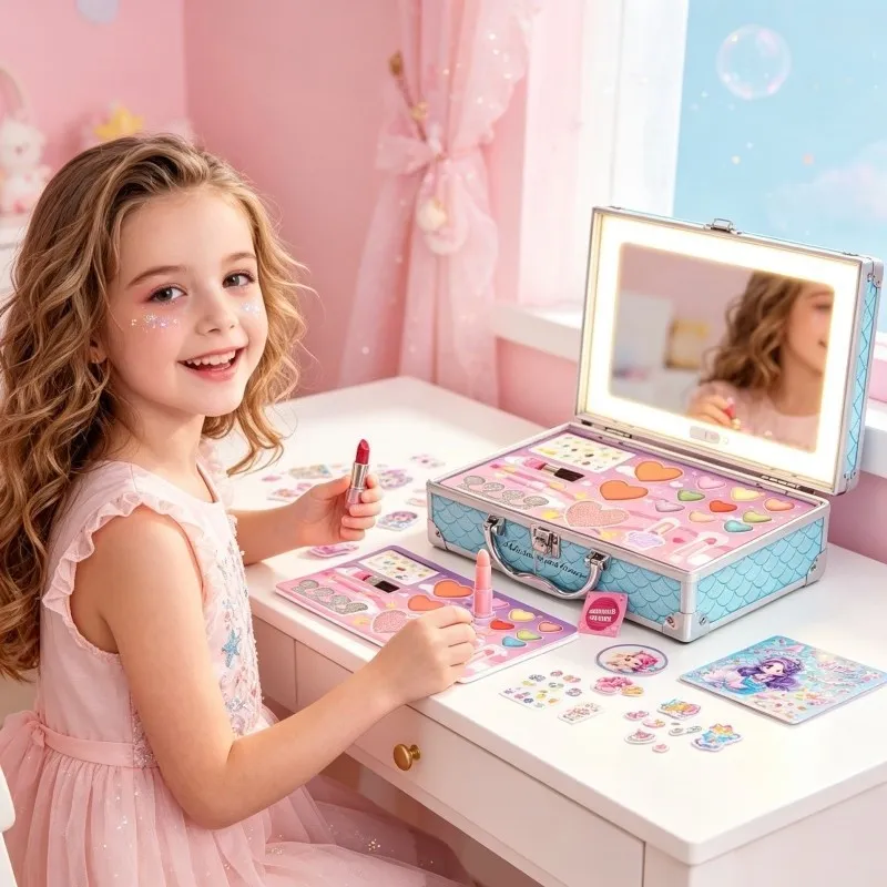 Mermaid Case Opened - LED Mirror and Heart Blush Trays