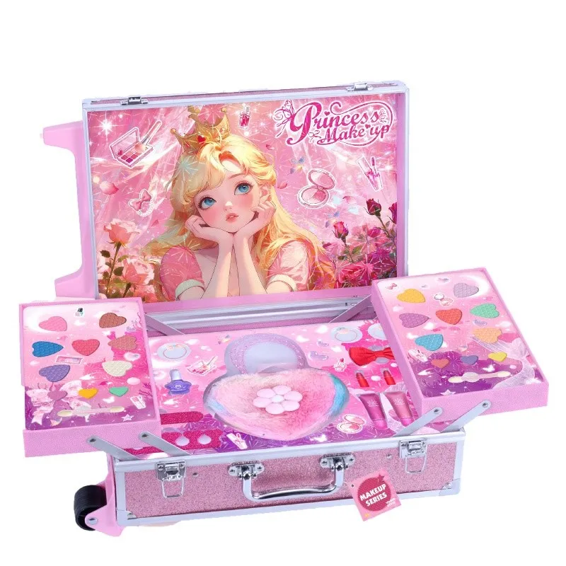 Trolley Case Opened - Double Layer Fold-out Trays with Eyeshadow