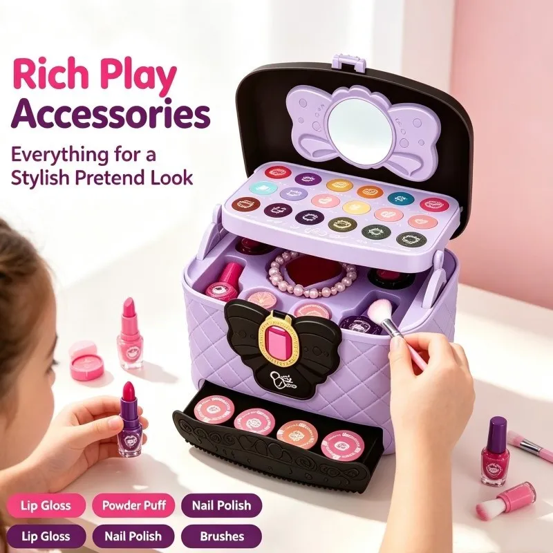 Vanity Case Opened - 18-Color Eyeshadow Tray and Mirror