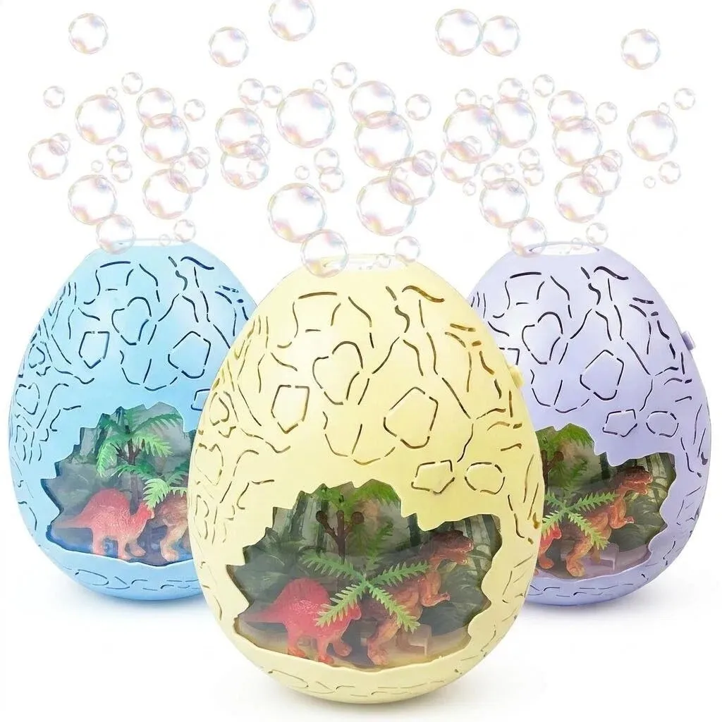 Dinosaur Egg Bubble Machine - Blue, Yellow and Purple Colorways
