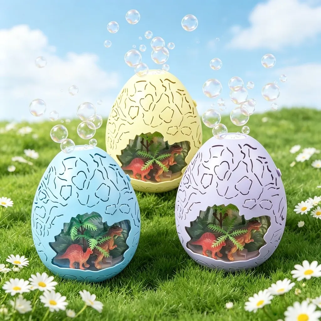 Dinosaur Egg Bubble Toy Outdoor Play on Grass