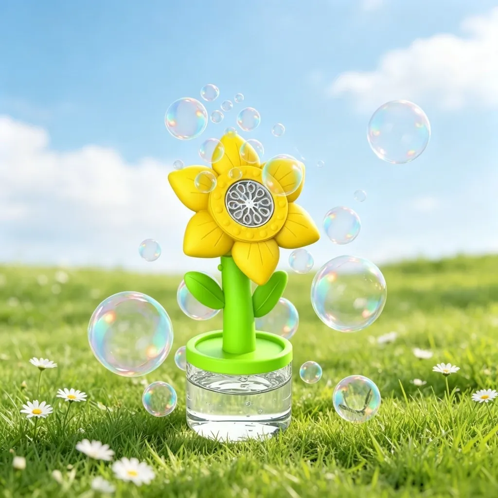 USB Rechargeable Flower Bubble Toy on Green Lawn