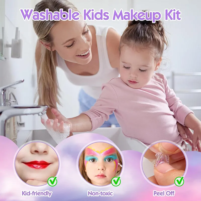 All-in-One Kids Makeup Toy Washable Cosmetics Bag Jewelry for Prete...